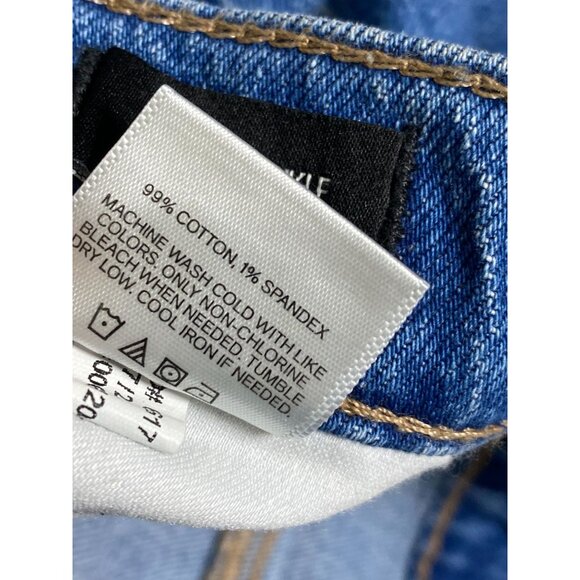 Express Women's Blue Straight Ankle Cargo Jeans Size 12 Long Y2K 90s Utility - Picture 10 of 16